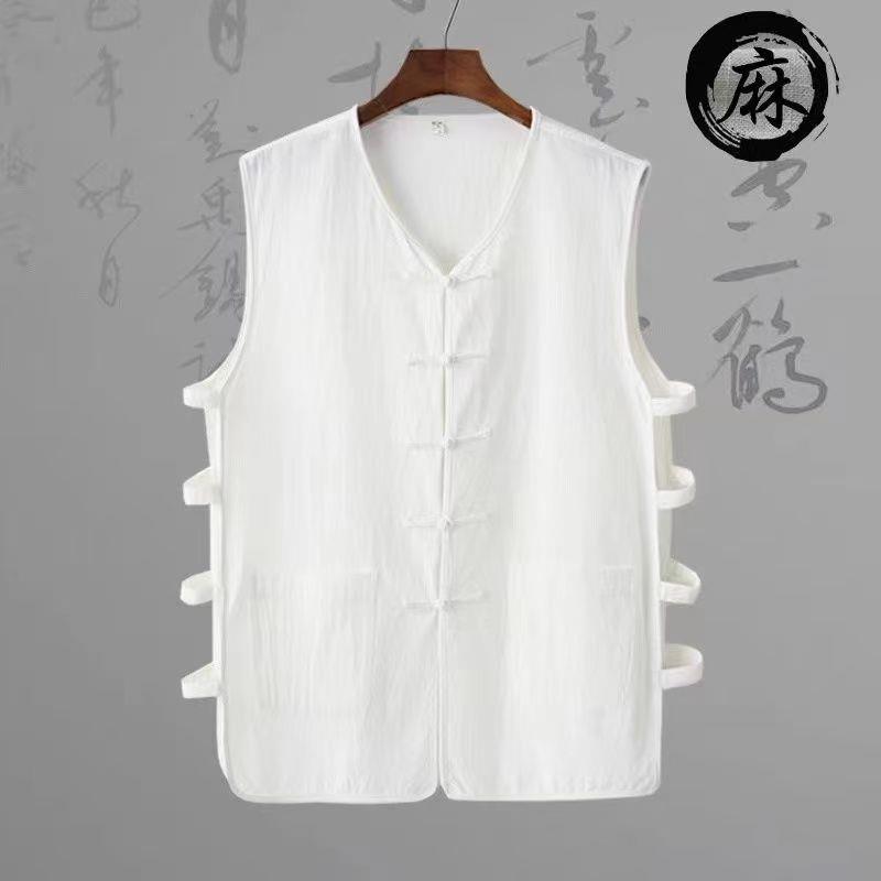 夏季棉麻中国风唐装马甲式