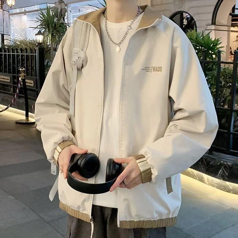 双面穿立领夹克男潮牌春秋