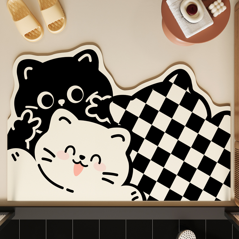 浴室吸水垫防滑防摔垫厕所地垫卫生间门口踩脚垫卡通软硅藻泥地毯