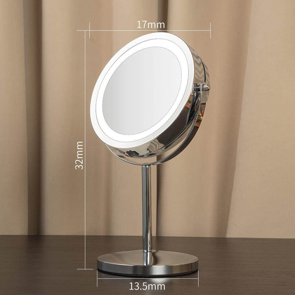 化妆镜带LED灯3/5/10倍放大镜台式双面梳妆美容镜学生宿舍镜子
