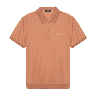 LIU·JO UOMO驼色logo字母烫钻Polo衫时尚简约休闲短袖T恤男