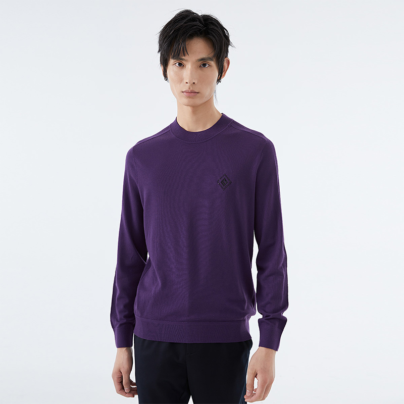 LIU`JOUOMO纯羊毛圆领套头毛衫