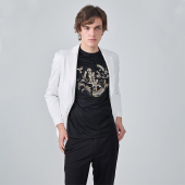 男士 LIU·JO UOMO春秋纯色提花平驳领单排扣西服简约商务西装