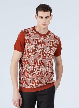 LIU·JO UOMO碑古飞鸟集针织 细腻干爽 时尚活力款橙色短袖T恤