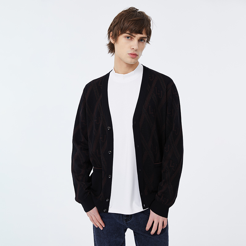 LIU·JOUOMOV领提花针织开衫