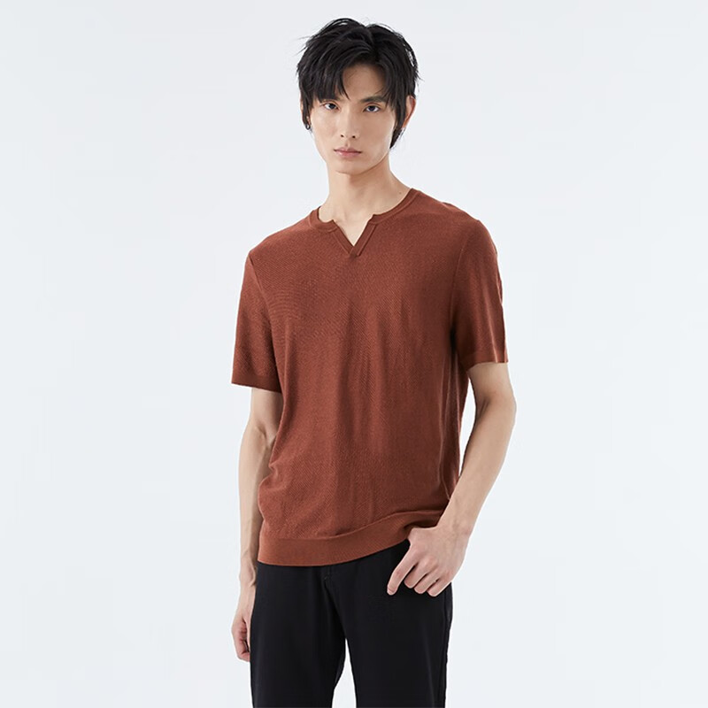 LIU·JOUOMO红色V领针织短袖