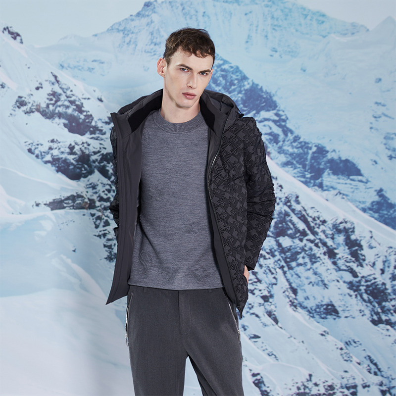 LIU·JO UOMO男士秋冬款休闲舒适连帽保暖鹅绒厚款羽绒服外套棉服