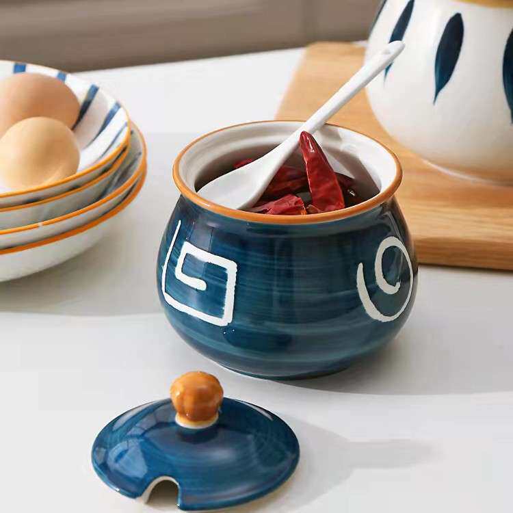 大号盐罐子辣子商用日式放盐调味防潮高端密封高温老式面馆食盐