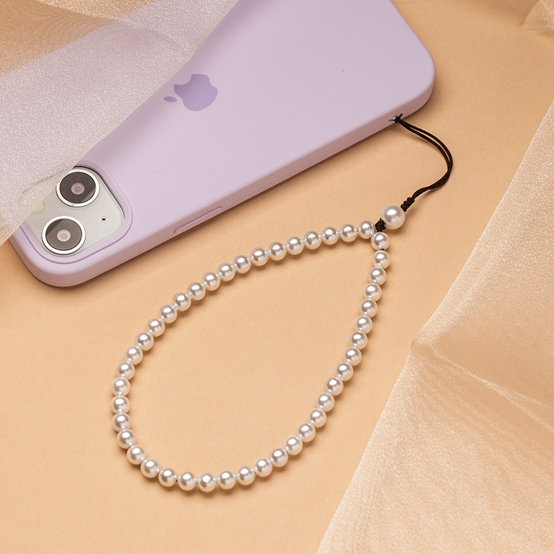 加噜/素/天然淡水白珍珠简约手机挂绳手腕防丢挂绳挂件吊坠手机保