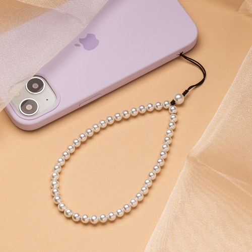 纯天然淡水白珍珠简约手机挂链