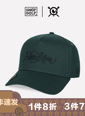 [3件7折]思沃福高尔夫帽子墨绿色FREEDOM透气户外运动卡车棒球帽