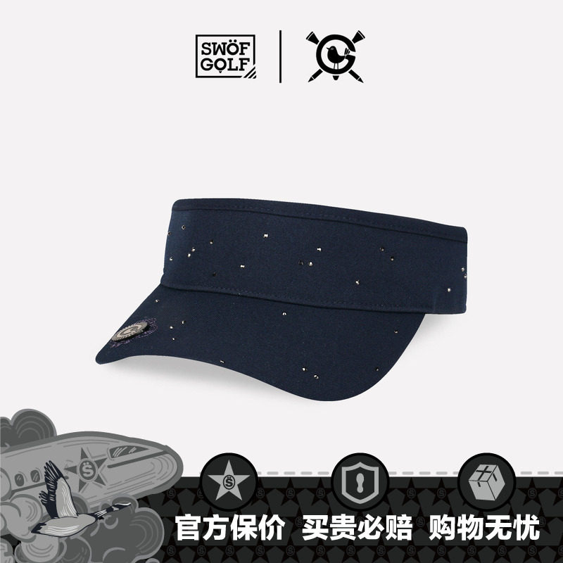 SWOF GOLF 思沃福高尔夫 藏蓝色工艺水晶帽子 专业运动遮阳空顶帽