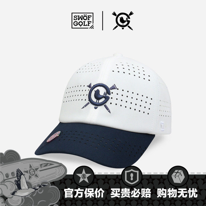 SWOFGOLF思沃福高尔夫球帽子 白色蓝色拼色搭配 透气软顶棒球帽
