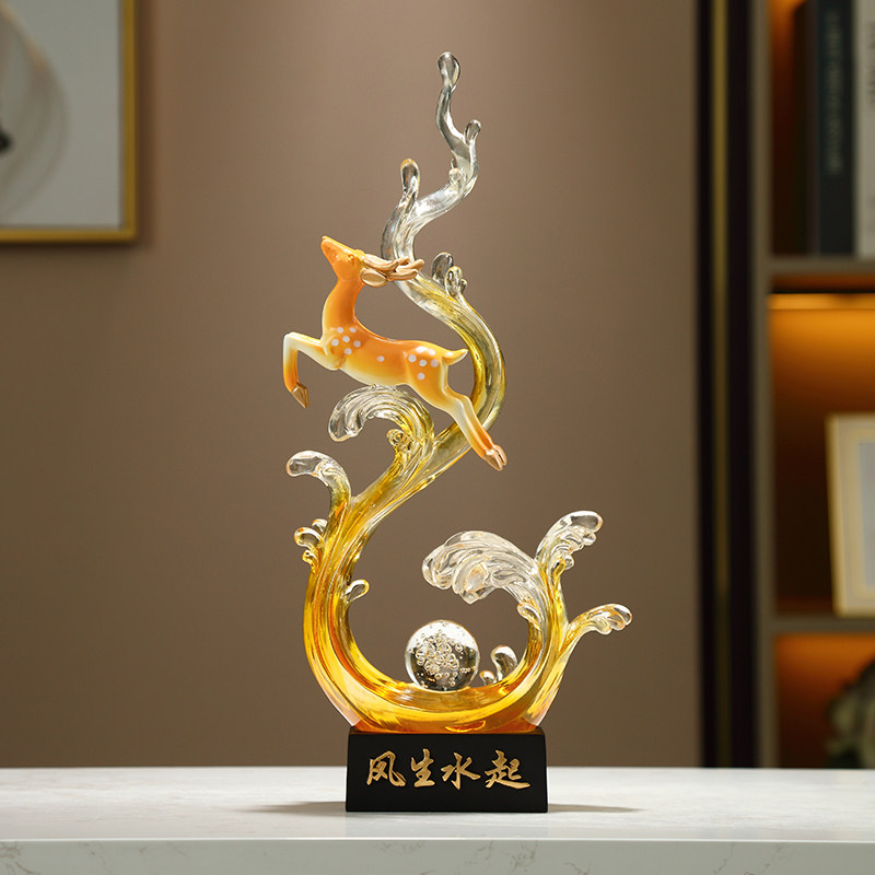 风生水起招财鹿摆件简约现代客厅玄关电视酒柜餐边装饰品乔迁礼物