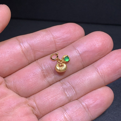 福气满满翡翠A货福如意锁吊坠冰种阳绿S925银小金坨时尚DlY配饰