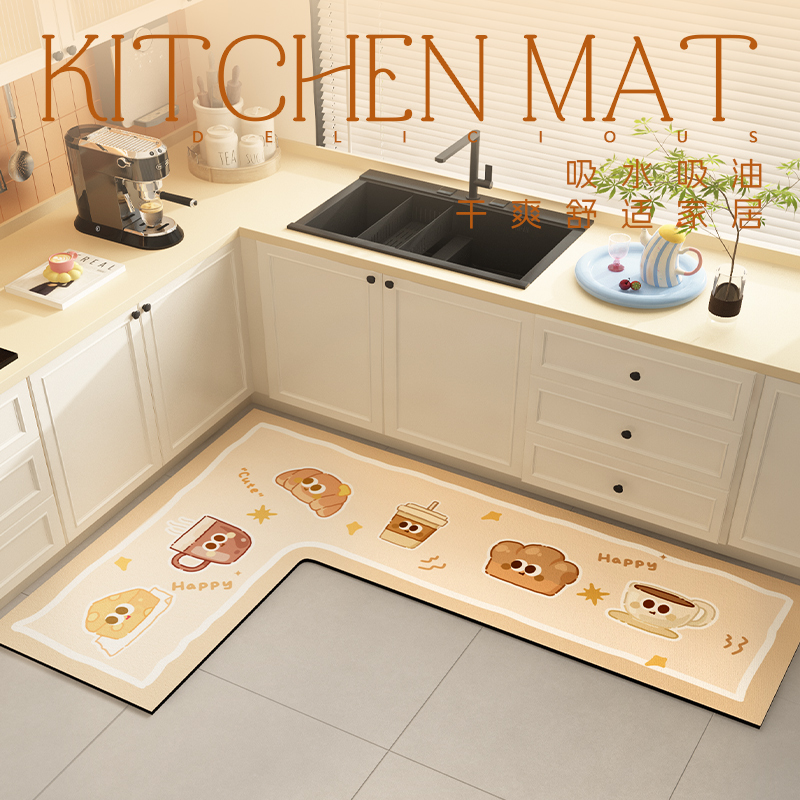 卡通厨房地垫L形吸水吸油防滑