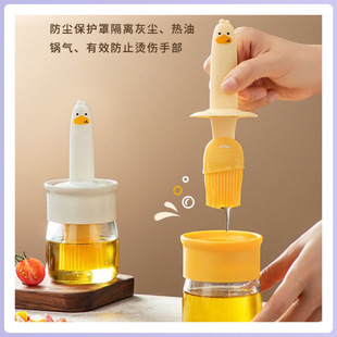 硅胶家用耐高温一体玻璃油瓶烧烤烘焙油刷子 卡通食品级油壶油刷