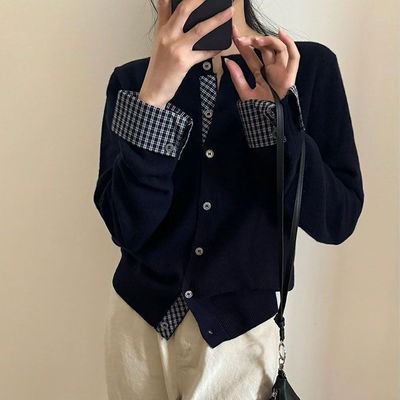 慵懒风高级感格子拼接假