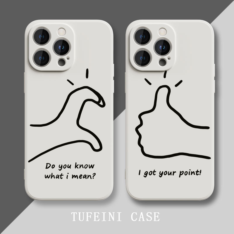 情侣比心苹果14promax手机壳iphone15适用13mini新款12简约xsmax卡通xr情侣8plus硅胶7恶搞6s时尚搞怪男11女