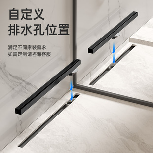304不锈钢极窄线性地漏黑色淋浴房加长长条线型隐形防臭地漏3.2cm