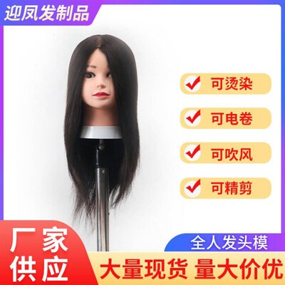 真人发头模 教习头 真发模特头烫染吹剪美发练习头发廊公仔头模