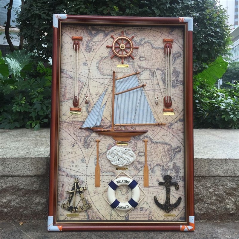 家居壁饰海洋图水手结画框装饰客厅沙发背景墙装饰画海洋礼品