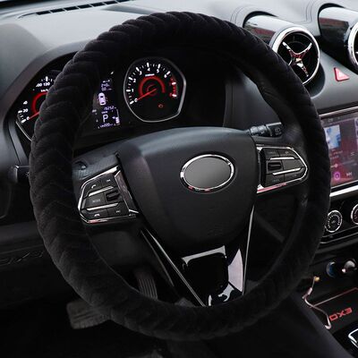 新款冬季保暖汽车方向盘套短毛绒男女通用型个性网红防滑毛绒把套