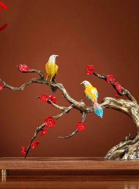 喜上眉梢纯铜喜鹊摆件结婚礼物新婚送闺蜜乔迁礼客厅电视柜装饰品