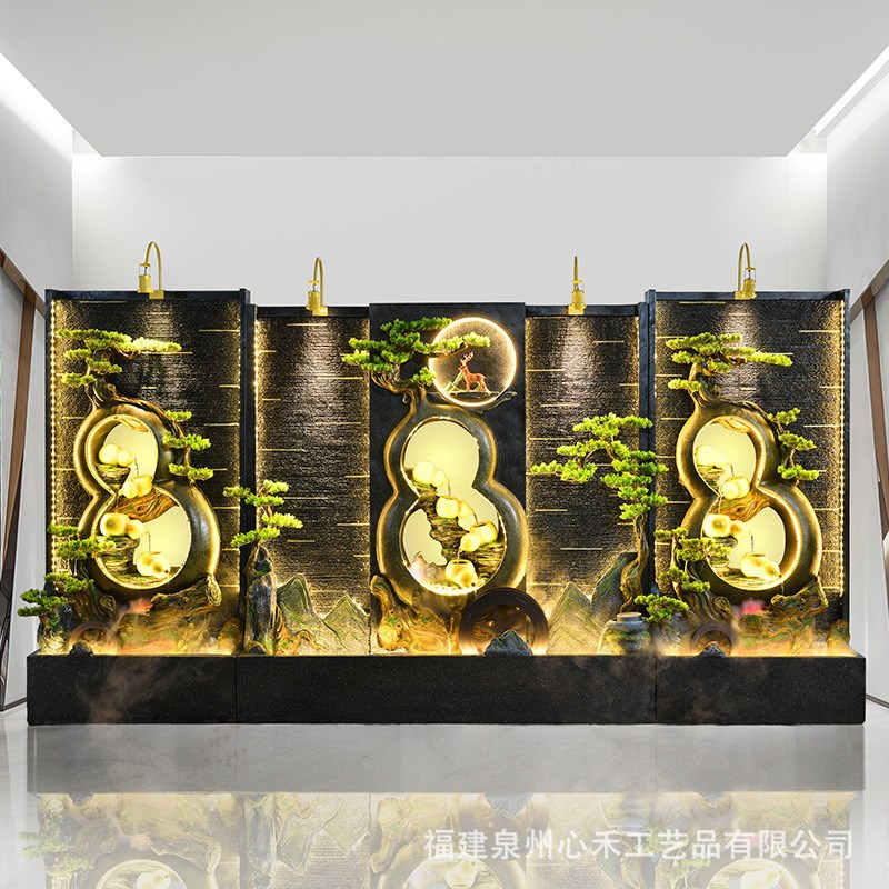 阳台水幕墙假山喷泉流水摆件办公室酒店庭院循环水屏风落地水景观