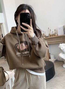 加绒卫衣女20h23冬季新款女装韩版时尚宽松休闲加厚连帽上衣外套