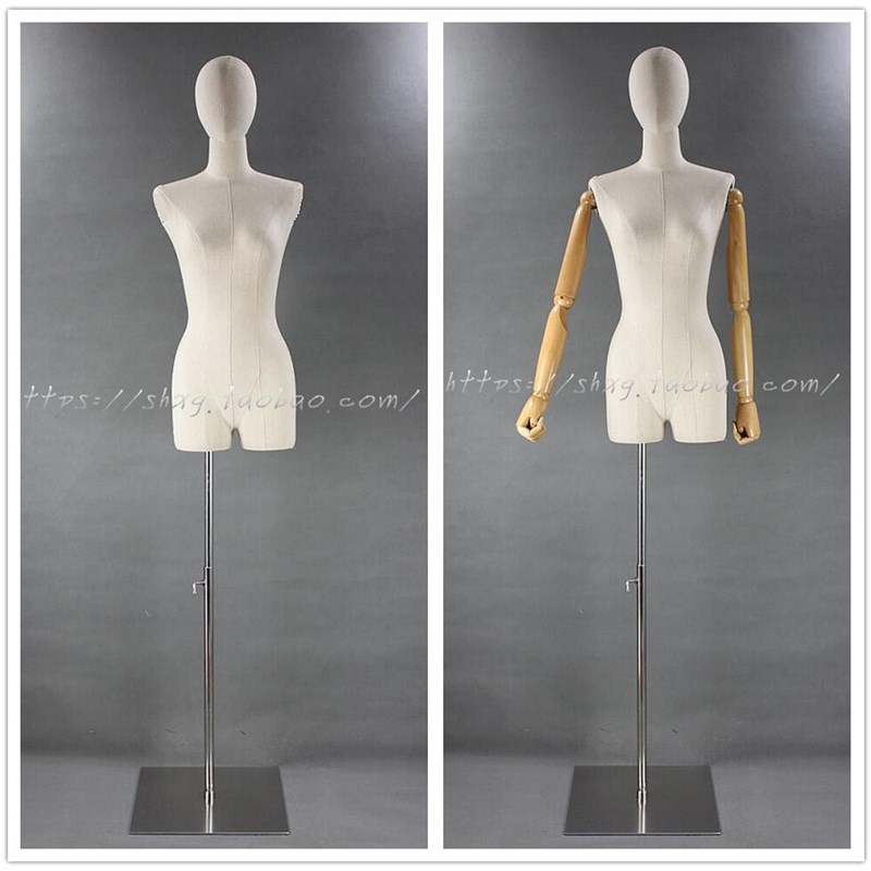 配包布脑袋女半身模特服装 模特道具 橱窗展示 配不锈钢拉丝方盘