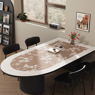 岛台餐桌垫子防水防烫隔热高级感A免洗防油矽胶桌垫椭圆半圆氛围