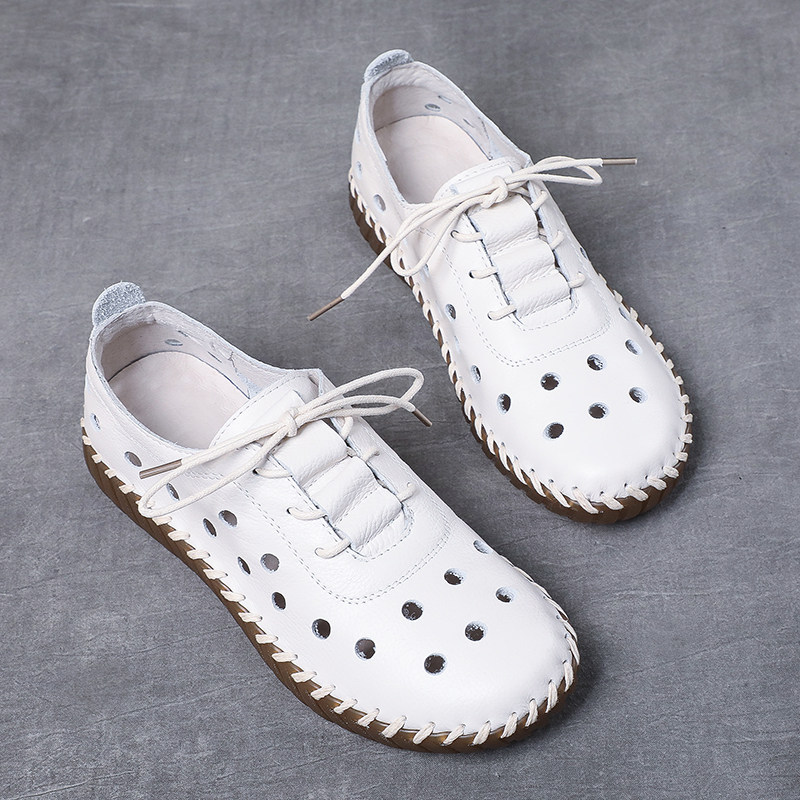 新款夏季太极鞋女镂空带孔练功鞋B女真皮太极拳鞋晨练鞋武术练功