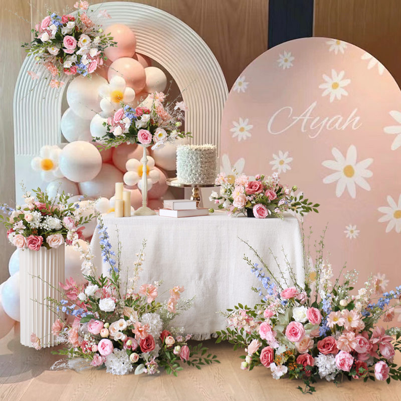 婚庆活动花艺装饰迎宾q拍照区花卉宴会甜品台桌花路引花排花球花