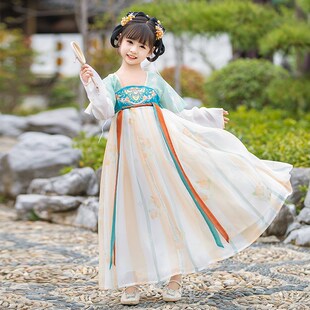 古装 女童汉服2024新款 古风超仙齐胸襦裙唐装 薄款 改良女孩 儿童夏季