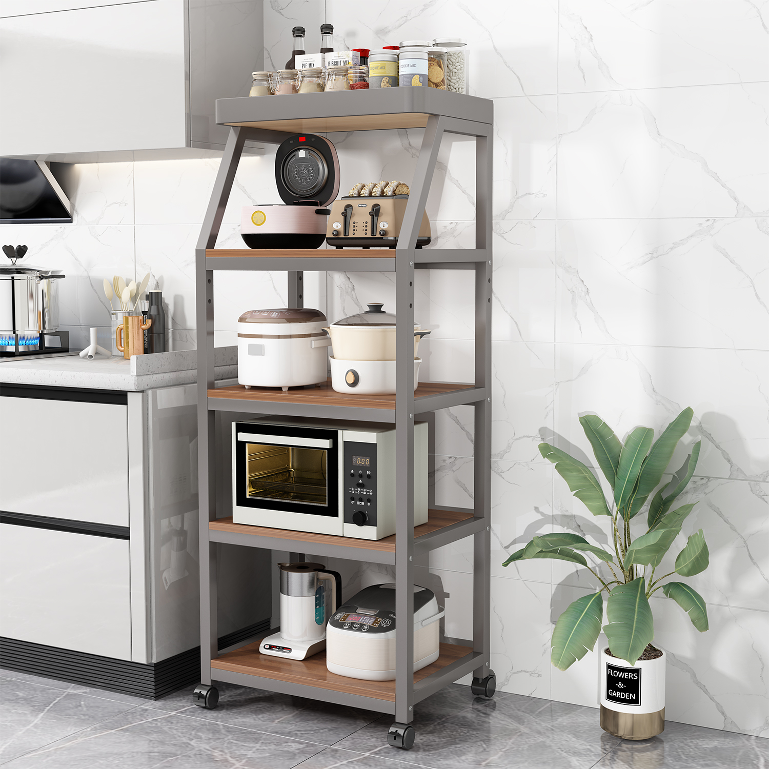 厨房置物架落地多层多功能收纳架