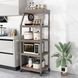 厨房置物架落地多层微波炉烤箱架子家用多功能小家电收纳架格子架
