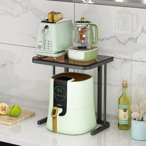 钢化玻璃免打孔空气炸锅置物架