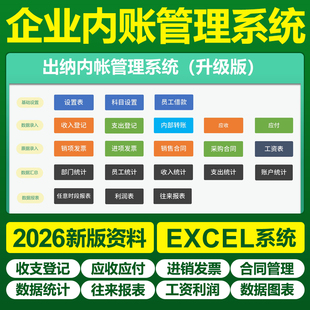 2026新公司财务出纳内账管理excel表格系统部门收支往来报表统计