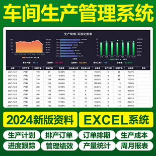 车间生产管理系统excel表格软件进度投产明细分析订单登记排班表