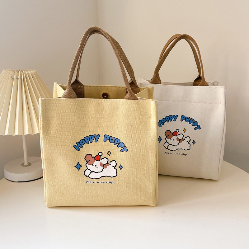 帆布手提包小拎包通勤加厚上班便当手拎袋妈咪包帆布饭盒手提袋子