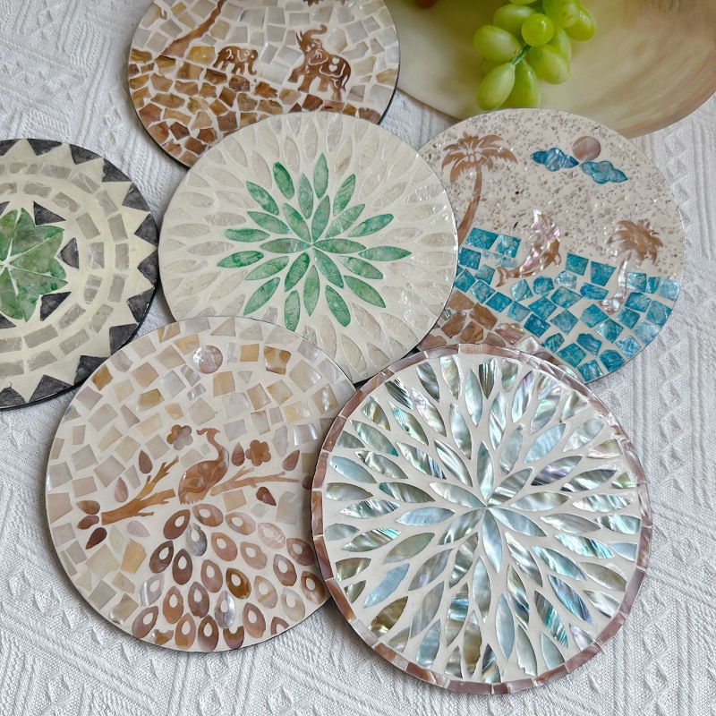 美式ins隔热餐垫圆形贝壳餐桌垫