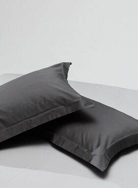 北欧简约风100S长绒棉贡缎压线枕套品纯棉全棉枕套件
