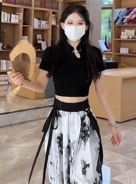 茵莎蔓姿工厂店上衣~新中式国风旗袍领气质轻熟风辣妹高级感短袖t