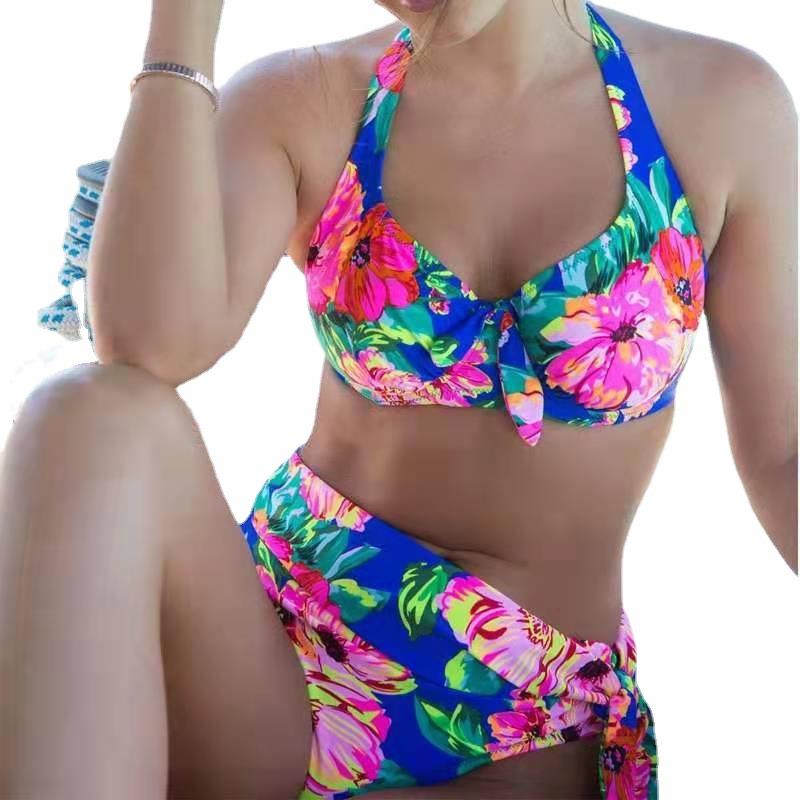 swimsuit womens waist high strap neck halter support steel