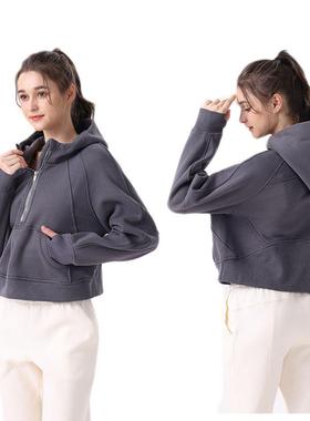Jacket Hooded Sweater Zip Half Slim Fitness Yoga Sports