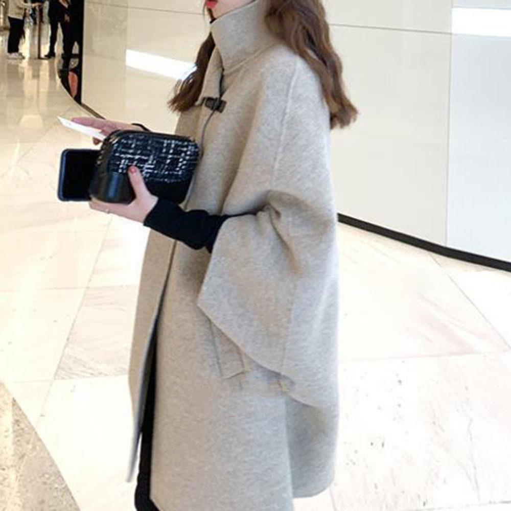 elegant women cape coat batwing faux fur cuff lady color