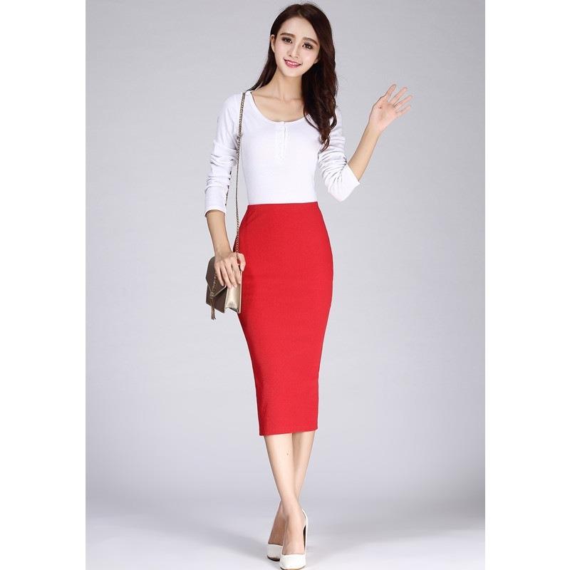straight skirt long hip slim solid skirt high-waist sexy