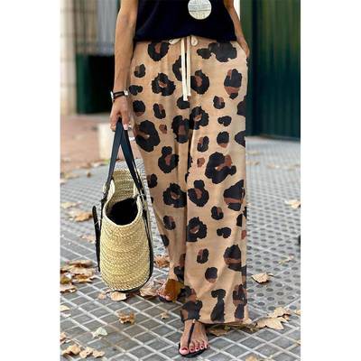 Leopard women print personalized wide high pants trousers