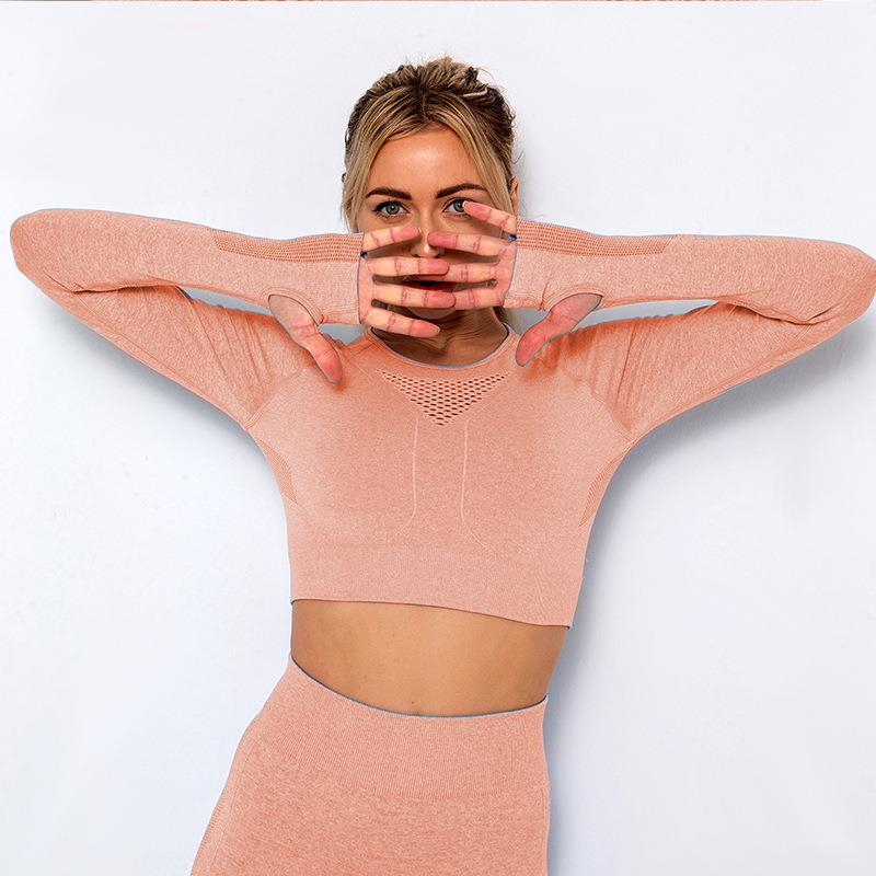 yoga running suit tight suit long-sleeved suit knit sports